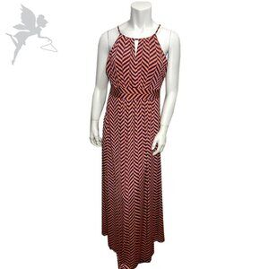 ANN TAYLOR LOFT Chevron Print Maxi Halter Dress